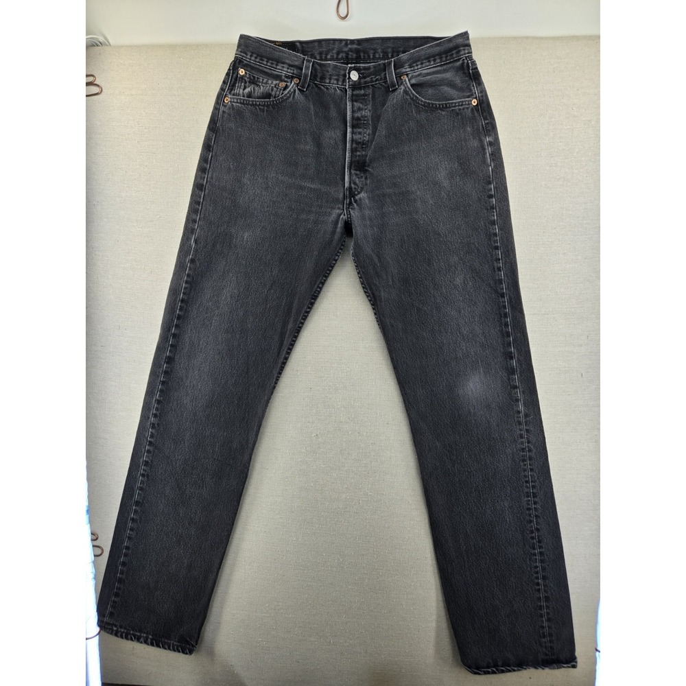 Vintage Levis 501 Black Denim Jeans Mens 36x36 Tall Fits 34.5x34.5" Made In USA